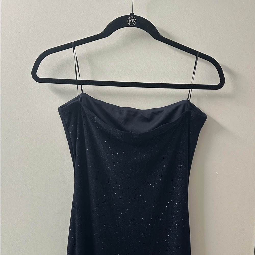 Windsor Navy Strapless Sparkly Dress with Leg Slit - Picture 5 of 5